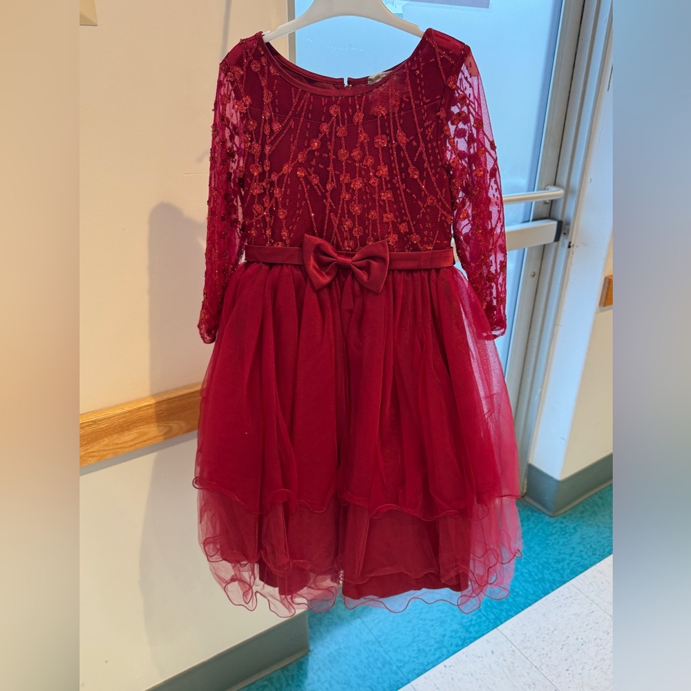 Tip Top Red Sequence  Longsleeve formal dress